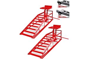 2PCS 5t Hydraulic Car Ramps Adjustable 9.3-14" Height, Portable Heavy Duty Vehicle Ramps, Car Lift Ramp for Oil Changes, Cars