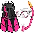 Kids Snorkel Mask Fins Set for 3-8 Years Old Boys Girls Youth Junior with Carrying Bag for Snorkeling Swimming Freediving