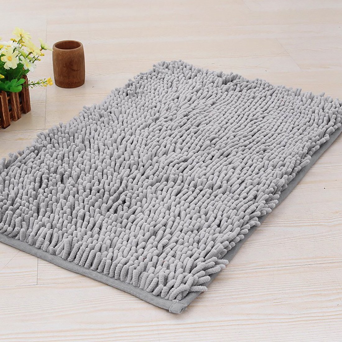 White Homedi Non Slip Microfiber Shag Bath Rugs Bathroom Mats Shower Rug 19 X 31 Inches
