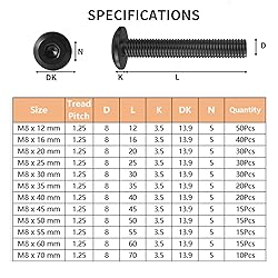 Krysay M8 x 25mm 30Pcs Flat Head Hex Socket Cap