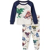 The Children's Place baby boys Button Long Sleeve Top and Pants Snug Fit 100% Cotton 2 Piece Pajama Set