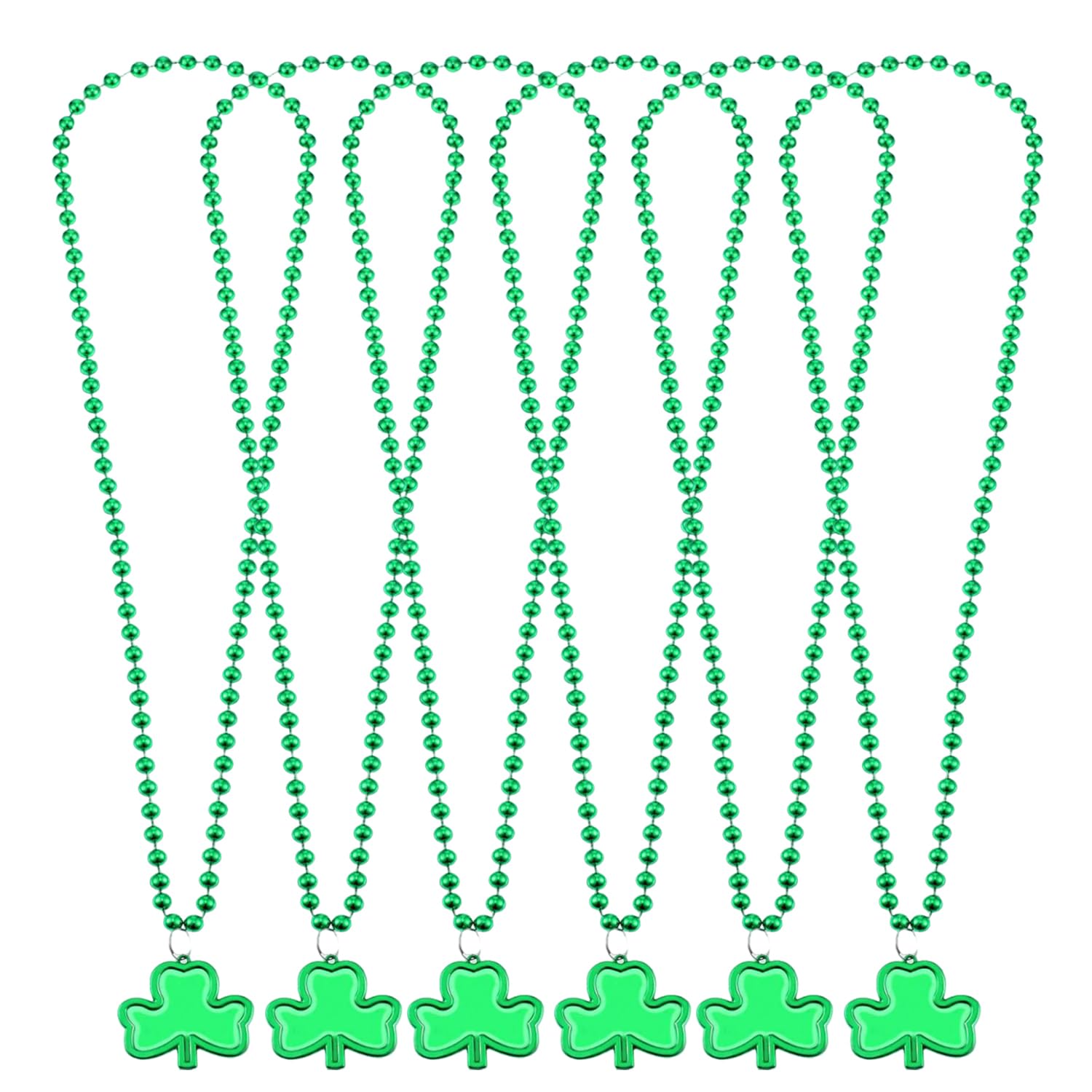 MEISH Green Shamrock Beads Necklaces St Patrick's Day Necklace Clover Shape Plastic Bead Necklaces for St Patrick's Day Decoration Party Supplies (6)