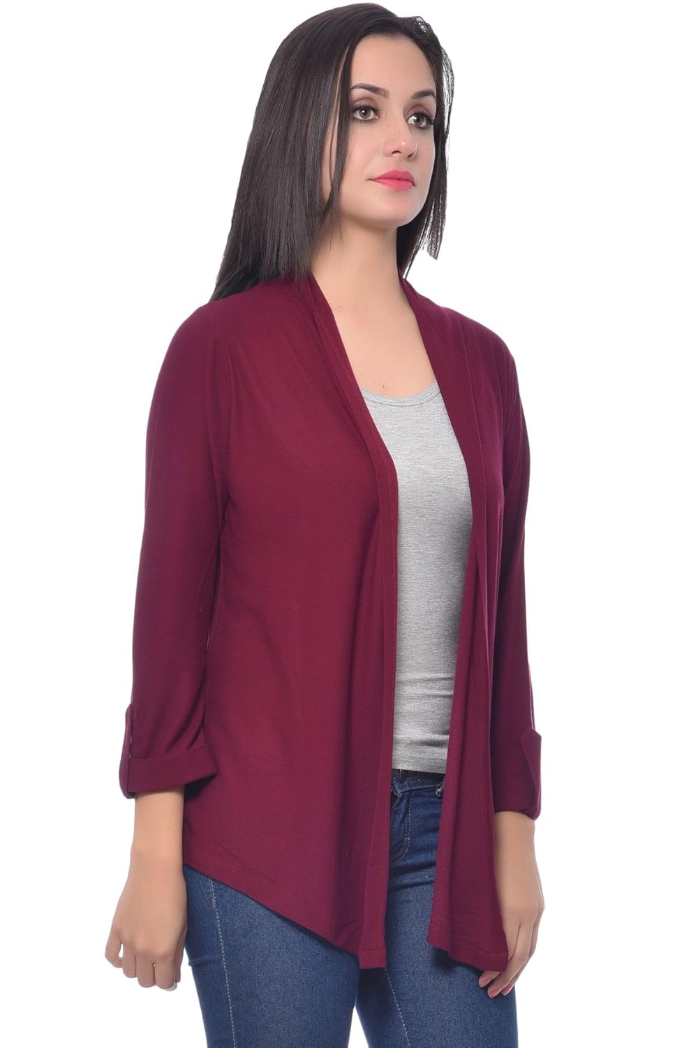 frenchtrendz women's viscose crepe shrug(0_dark maroon_0)