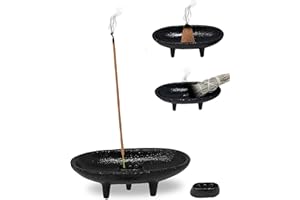 NEW AGE IMPORTS, INC. Cast Iron Incense Burner 4" L 2" H, Ideal for smudging, Incense Burning, Ritual Purpose, Decoration etc. (4" L)