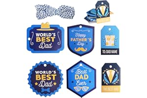 HADDIY Father's Day Gift Tags,60 Pcs Happy Father's Day Hanging Paper Tags with String Dad Labels for Gift Wrapping Supplies
