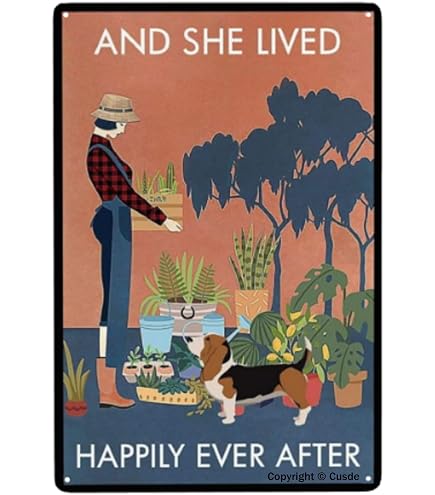 JIOBVTS Targa In Latta Basset Hound 20x30 Cm – Poster In Metallo Con Scritta 'Once Upon A Time There Was The Girl Who Really Loved Dog'