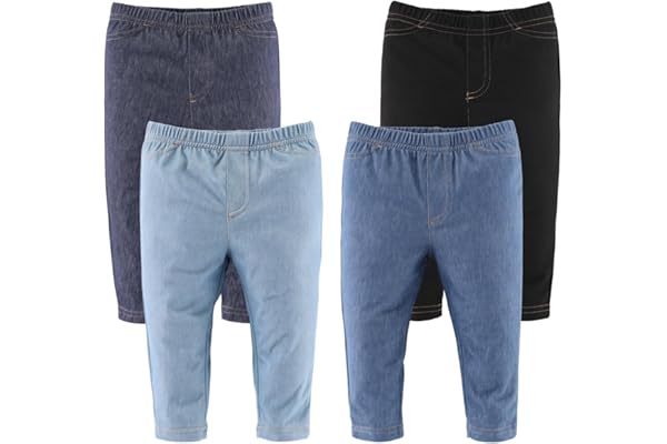 The Peanutshell Baby Jeggings for Boys and Girls, Super Soft Stretchy Denim, Unisex 4 Pack