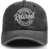 Xucamty Officially Retired Let The Fun Begin Baseball Cap, Funny Adjustable Cotton Embroidered Hats for Retirees Men Women