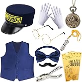 Kyson 21 Pcs Train Conductor Costume Christmas Express Costume Accessories Set for Men Women Halloween