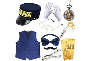 Kyson 21 Pcs Train Conductor Costume Christmas Express Costume Accessories Set for Men Women Halloween