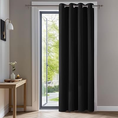 Deconovo Door Curtain Thermal Insulated Blackout 1 Panel 52x84 Black