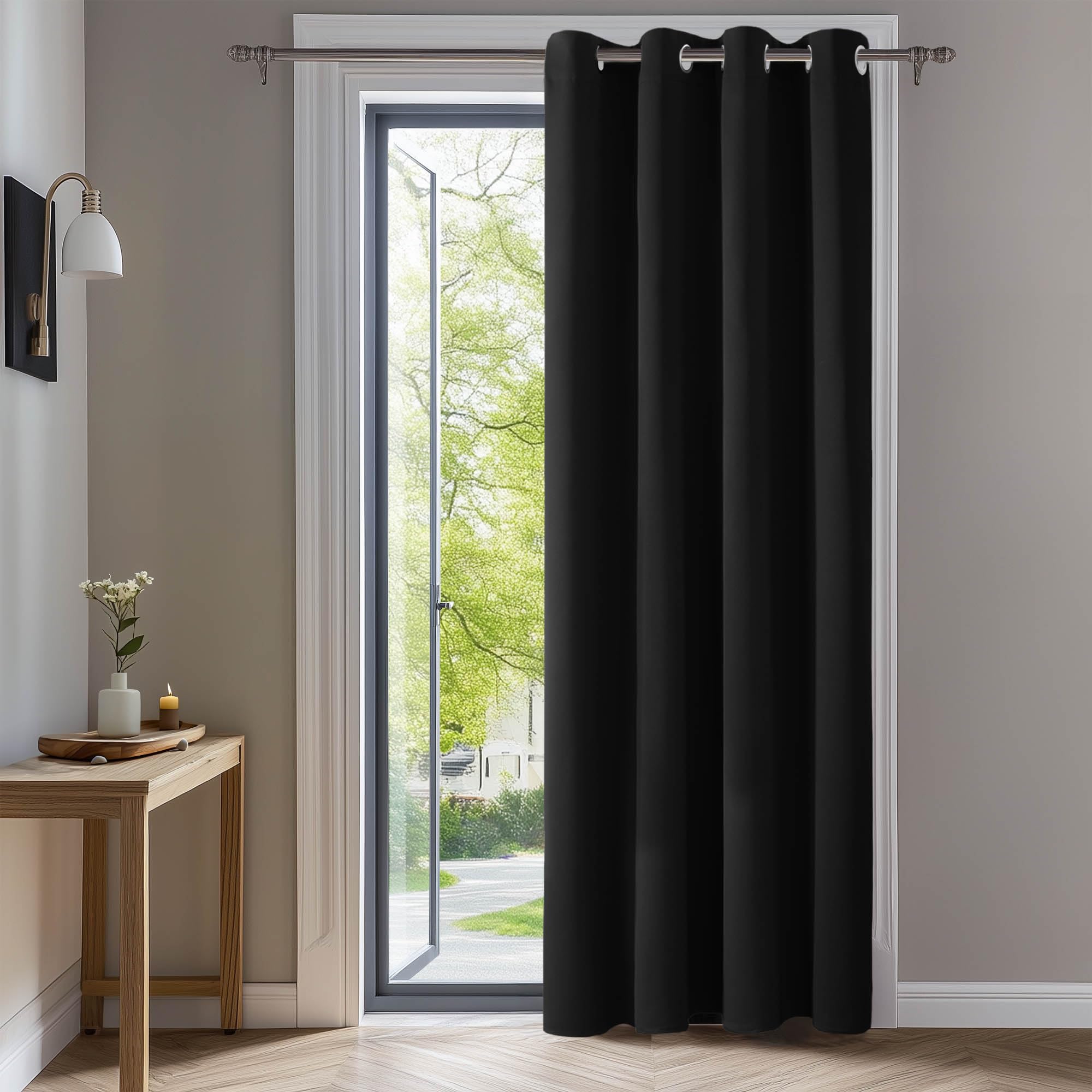 Deconovo Eyelet Curtain 108 Inch Drop Blackout Curtain for Living Room Window Treatment Thermal Insulated 52"x 108" Black 1 Panel