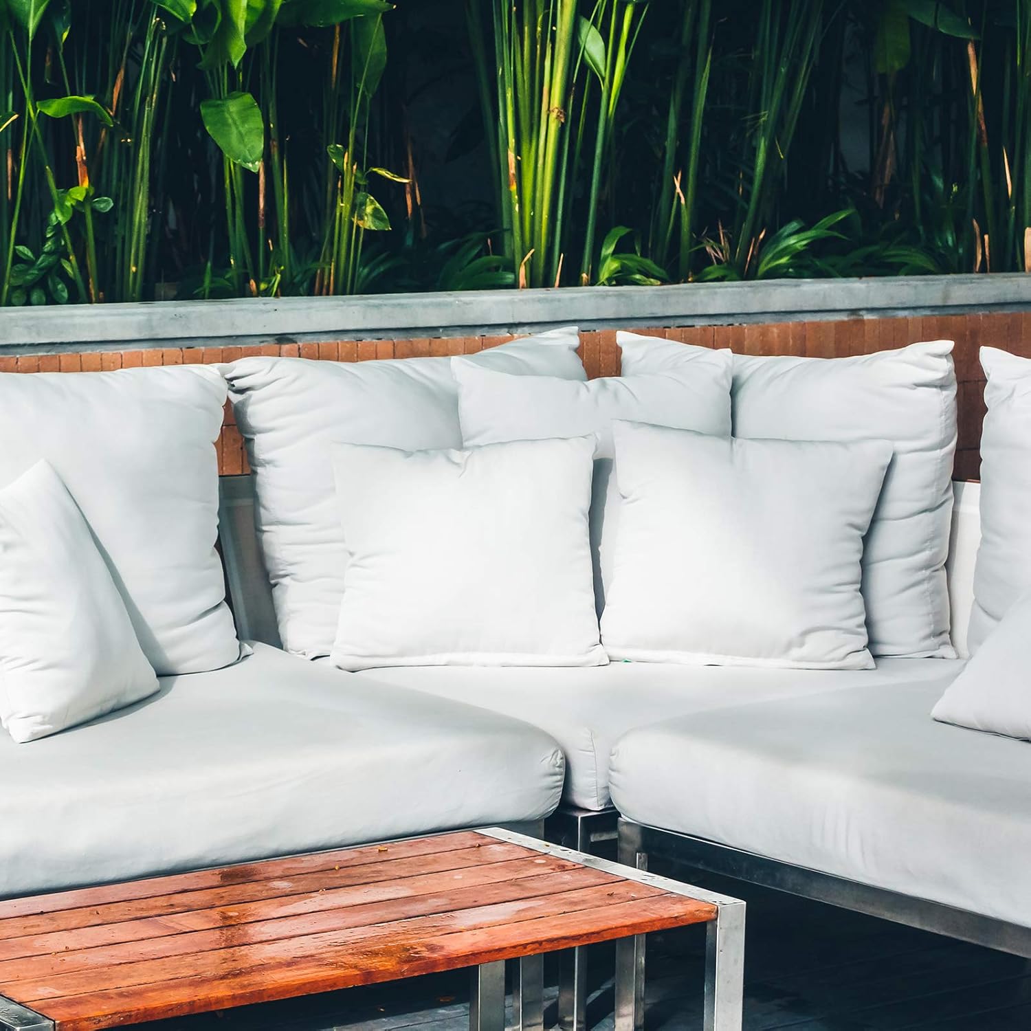 Fixwal 16x16 Inches Outdoor Throw Pillow Inserts, Square Form Couch Sham Cushion Stuffer Decorative Pillows for Bed Living Room Garden Patio Bench (White), Pack of 2: Kitchen & Dining