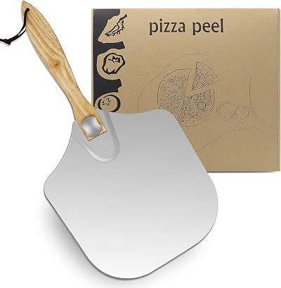 LKE Pizza Peel Aluminum 12x14 Inch with Foldable Wood Handle