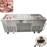 Banfluxion Commercial Rolled Ice Cream Maker, 2.8KW Stir-Fried Ice Cream Machine with Double 18"x18" Square Pan, Stainless Steel Ice Roll Maker for Shops, Includes 10 Storage Boxes