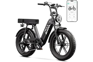 TS TST GRP LLC TST Electric Bike for Adults, 1500W Peak Motor Ebike with 48V 15Ah Built-in Battery, 60 Miles Range 28 MPH Electric Bike, 20" Fat Tire E Bike with Rear Seat, Footrest