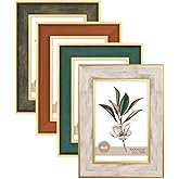 XUANLUO 4 Pack Picture Frames Farmhouse Rustic Picture Frame Sets with Distressed Wood Grain,Display Pictures Tabletop or Wall Decor (Mix Color, 4x6 (4pc))