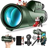40X60 Monocular Telescope with Smartphone Holder& Tripod, High Power Nitrogen-Filled Monocular for Adults with BAK4 Prism & FMC Lens, HD Monocular Scope for Birdwatching Hiking Concert Travelling