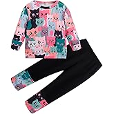 Little Girls 2 Piece Outfits Ruffle Sleeve Unicorn Sweatshirts Top and Leggings Set School Outfits Kids Clothing Set