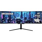 Deco Gear 49" Curved QD-OLED Ultrawide Monitor | 5120x1440 | 144Hz | HDR400 True Black | 0.03ms | FreeSync Premium | 100% sRGB | HDMI 2.1 | 90W USB-C | Built-in Speakers| Height Adjustable Stand
