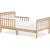 Dream On Me Finn Toddler Bed in Vintage White Oak, Greenguard Gold and JPMA Certified, Non-Toxic Finish, Made of Sustainable New Zealand Pinewood, Low-to-Floor Design with Safety Guard Rails