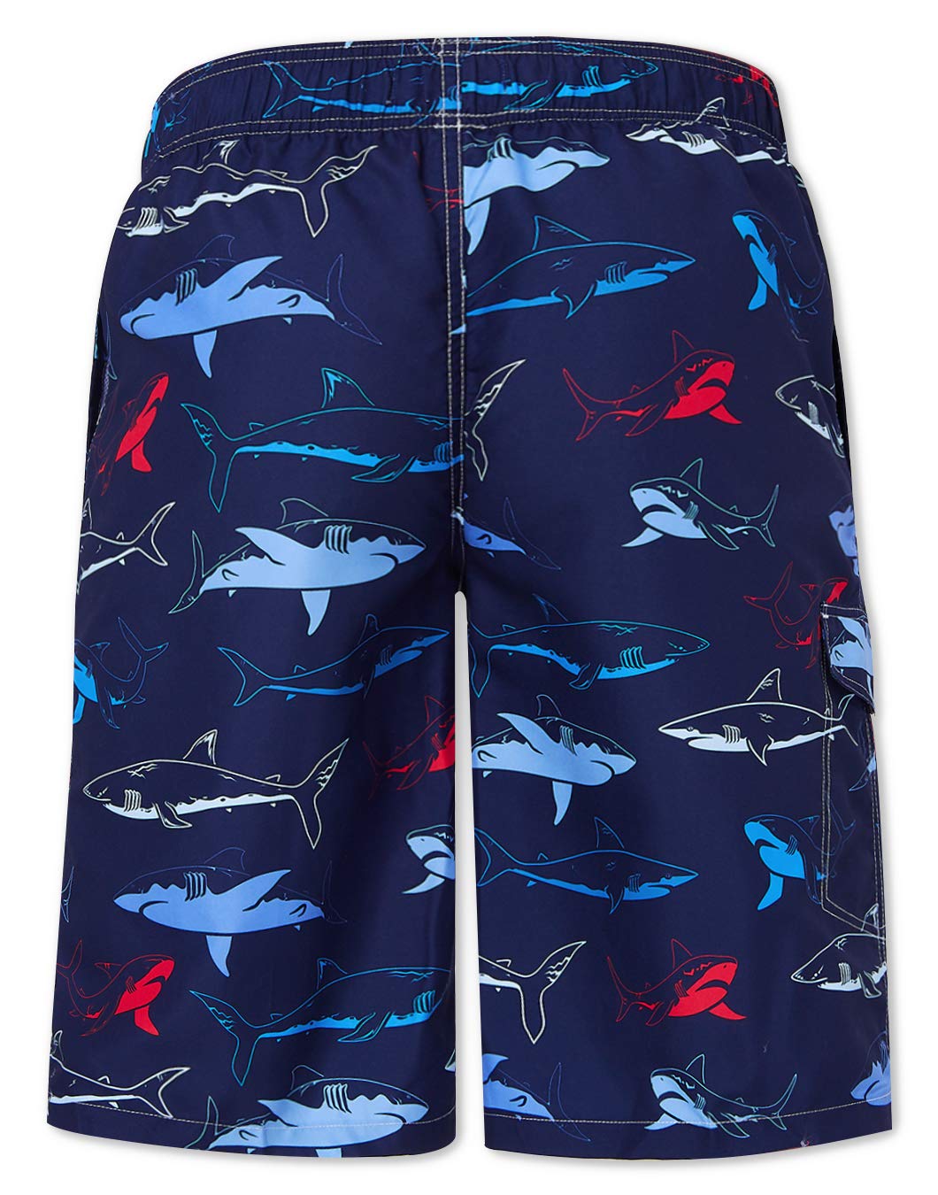 90s Boys 3D Printed Funny Shark Swim Trunks Quick Dry Breathable with Adjustable Drawstring Strap Two Front Pockets Beachwear S