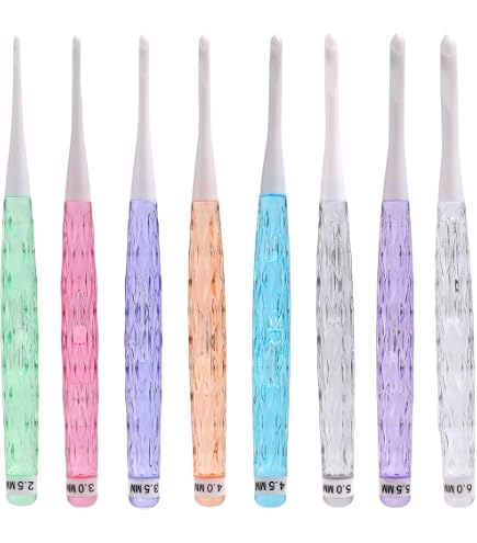 8pcs Crochet Hooks Ergonomic, 0.1-0.24in Inline Jamaica