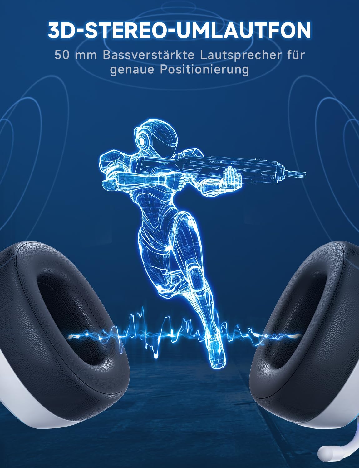 Gvyugke PS5 Headset Wireless, Gaming Headset für PS5, PS4, PC, Switch, Kopfhörer Kabellos Bluetooth 5.3, 2.4GHz Wireless Headset mit Mikrofon, 7.1 Surround Sound, 70 Stunden, RGB Lichter 3