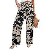 Angerella Womens Wide Leg Pants High Elastic Waist Adjustable Knot Casual Flowy Trousers Business Work Pants with Pockets