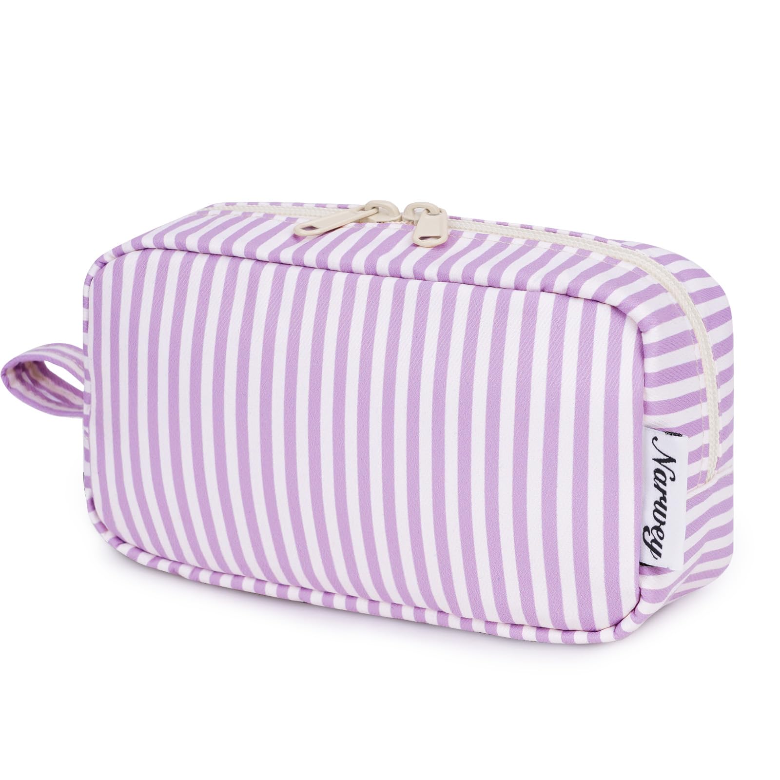 Small Makeup Bag for Purse Travel Makeup Pouch Mini Cosmetic Bag Zipper Pouch for Women(Purple Stripe, Small) — image 1