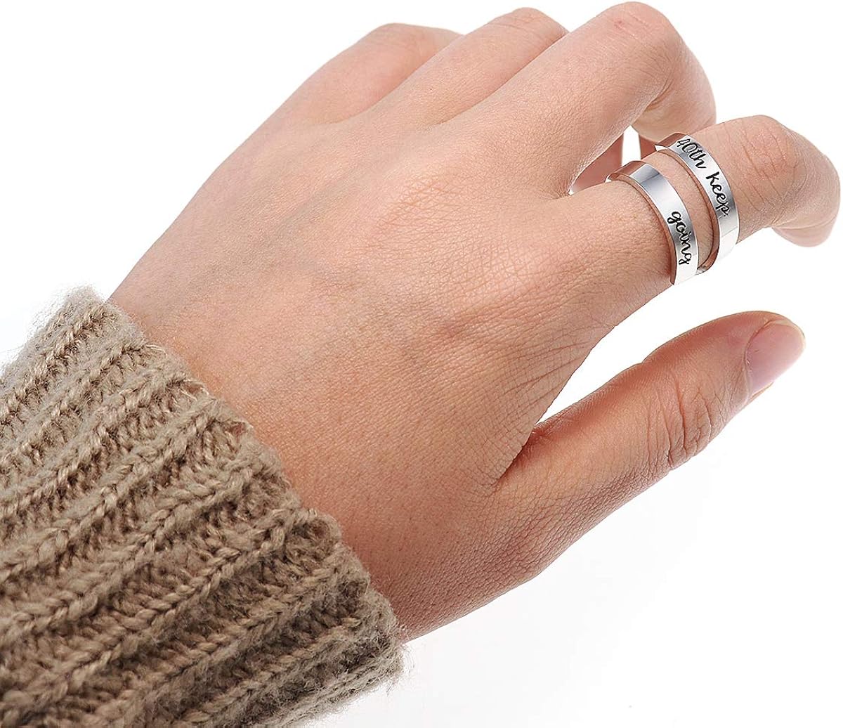 Suyi 40th Birthday Gifts for Mother Adjustable Stainless Steel Ring Birthday for Women 40th KFG, Black - Image 3
