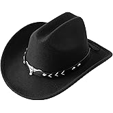 Jastore Kids Cowboy Hat for Boys Girls Western Cowgirl Hat with Buckle Belt Wide Brim Fedora Hat Dress Up Costume