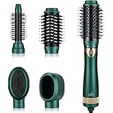 Necmuaih Retro Green Ceramic Hair Dryer and Brush Set, 4-in-1, Lightweight, Safe, and Quiet
