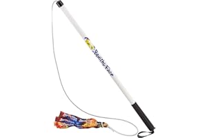 Squishy Face Studio Flirt Pole V2 with Lure - Durable Dog Toy for Fun Obedience Training & Exercise, Rainbow Tie Dye, Regular - 36 inch for All Breed Sizes