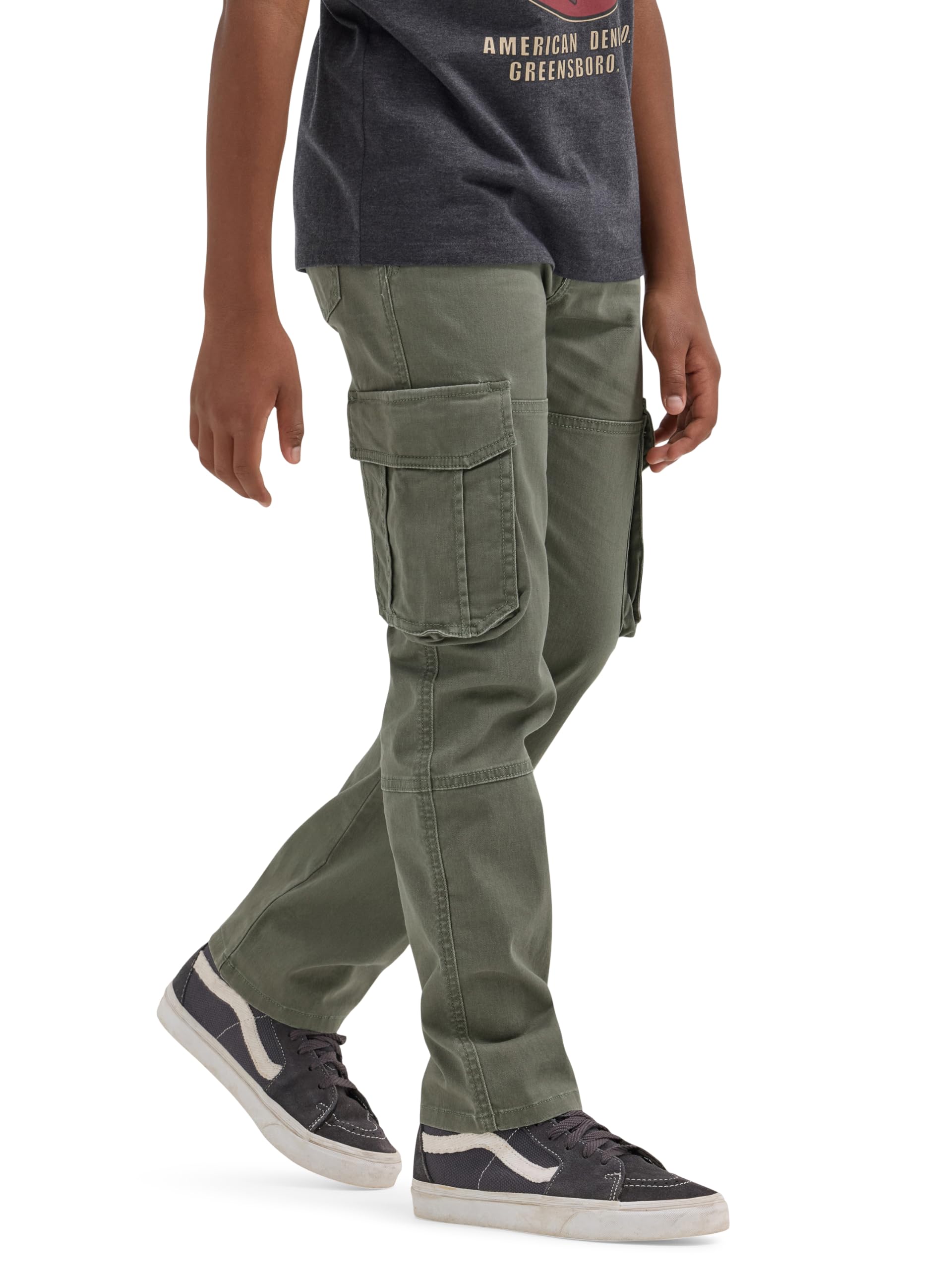 Wrangler Authentics Boys' Cargo Pant, Olive, 6 Slim