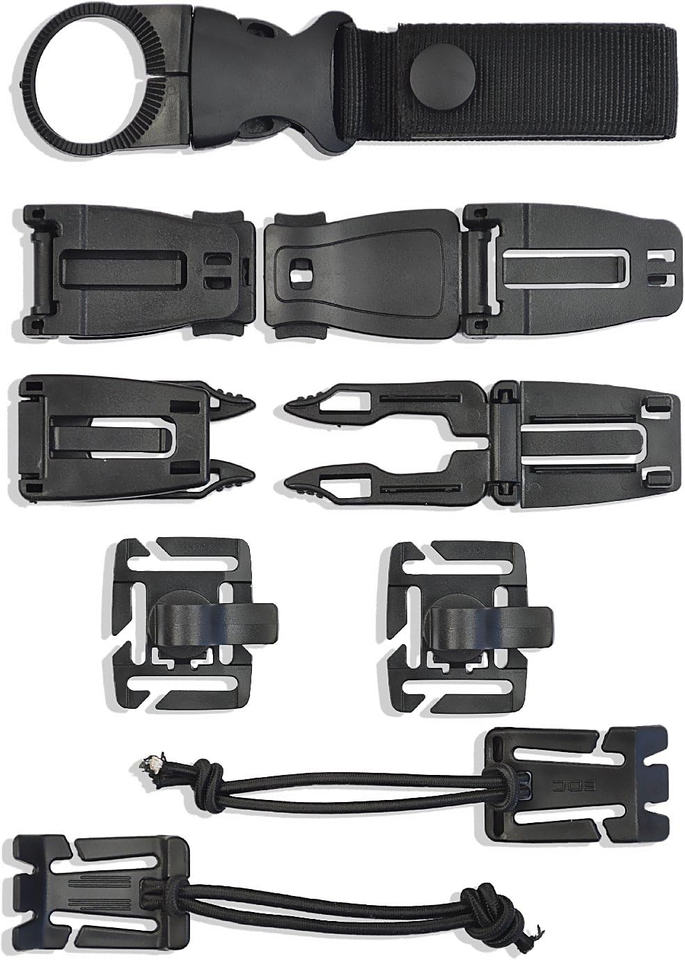 MOLLE Military Accessories and Attachments for Backpack. Pouch , Webbing Clips -Black.