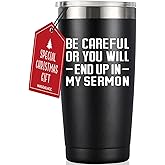 MASGALACC Pastor Gifts - Pastor Warning Mug Cup Tumbler - Funny Pastor Appreciation Gifts for Birthday Christmas, Preacher Minister Appreciation Ordination 20oz Tumbler, Black