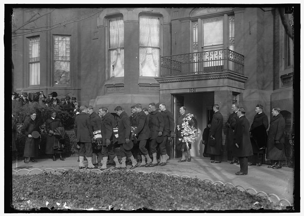 24 x 18 Art Canvas Wrapped Framed Print of Dewey, George. Admiral, U.S.N. Coffin Leaving House 1917 Harris & Ewing 60a