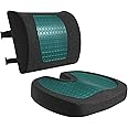 Amazon Basics Comfortable Seat Cushion & Lumbar Support for Office Chairs, Gel Enhanced Memory Foam, Black