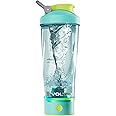 VOLTRX Electric Shaker Bottle - VortexBoost Portable USB C Rechargeable Protein Shake Mixer, Shaker Cups for Protein Shakes, BPA Free, Waterproof, Colored Light Base, 24 oz (Aurora Green)