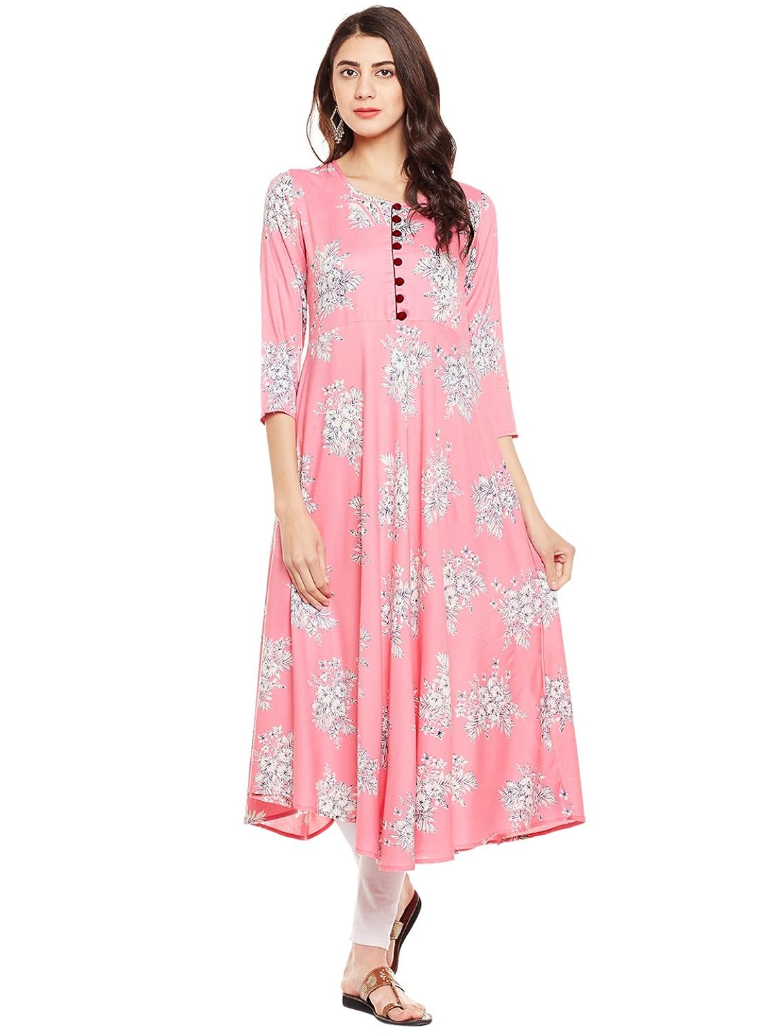 tissu women's viscose kurta (pink)