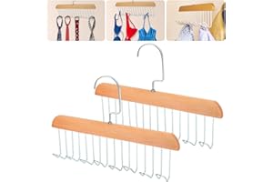 Xbaiyanr 2Pcs Anti Slip Multi Hook Coat Racks,Bra Hangers for Closet Organizer with 8 Hooks 360 °Swivel Belt Hanger for Closet for Belt, Tie, Tank Top, Bra, Scarf (Beige)