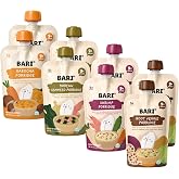 BARI Asian Baby Food Pouches, 4 Flavor Variety, 5g Protein, 3.5 Oz, 8 Pack | Kabocha Squash, Korean Seaweed, Root Veggie, Shrimp | Savory, Palate Expanding Baby Food with Global Flavors &amp; Textures