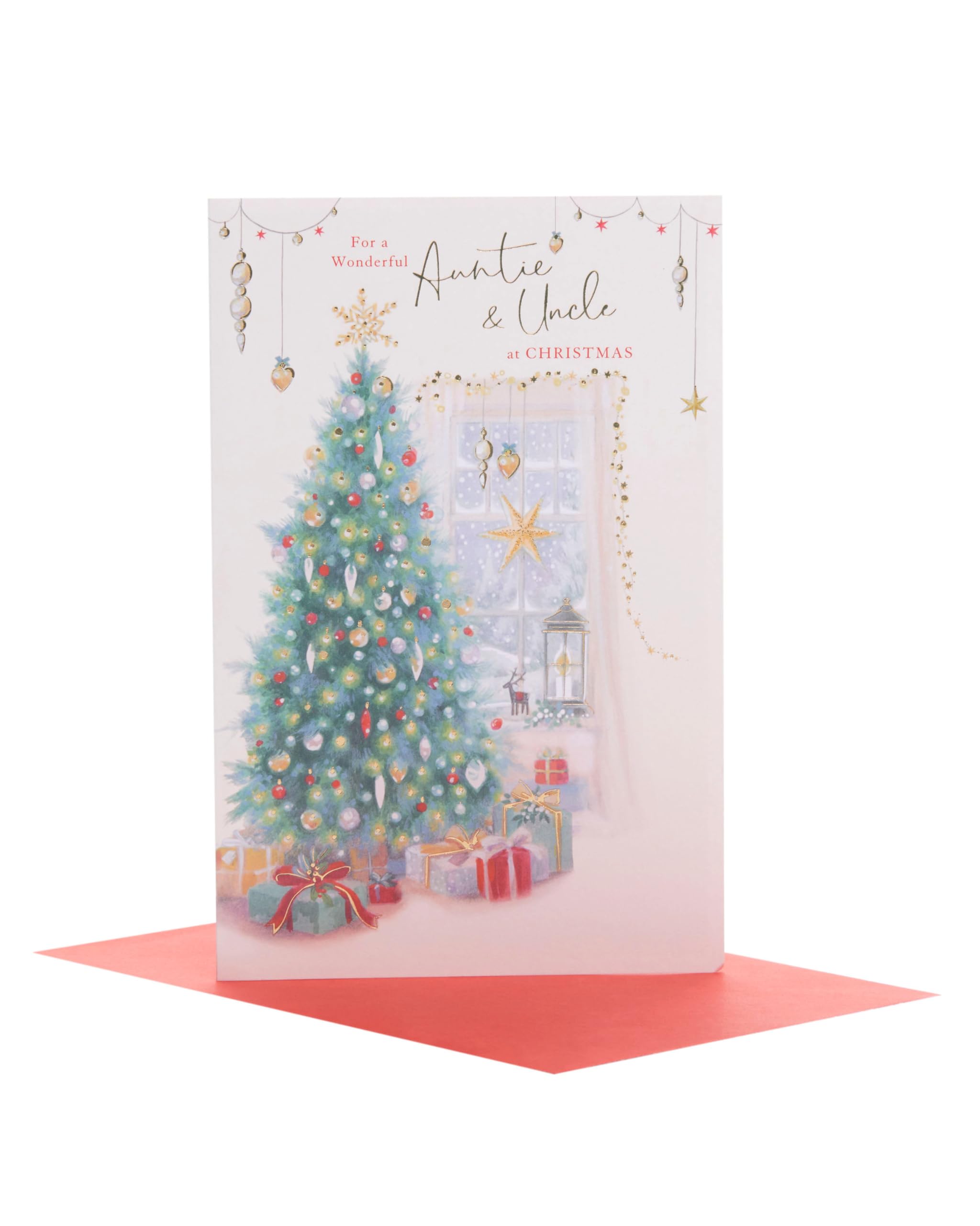 UK Greetings Christmas Card for Auntie & Uncle - Tree Design