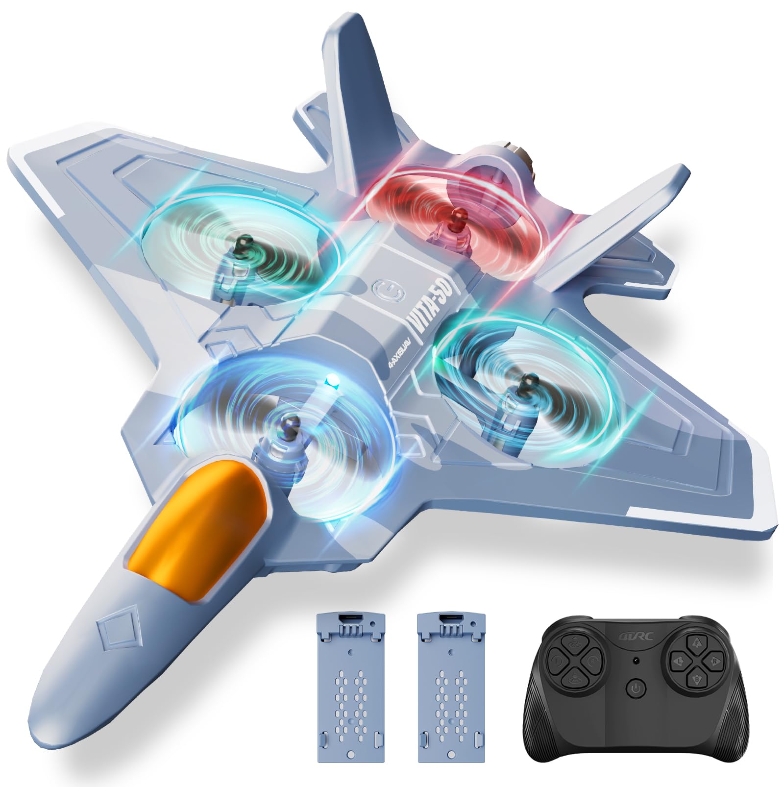 Tubokoro RC Planes for Kids Adults, V50 Foam Remote Control Airplane Jet Helicopter Drone Toys for Kids Adults 8-12 12-16, Remote Control Plane Airplane Toys with Led Lights, 360° Flip Stunt Rotation
