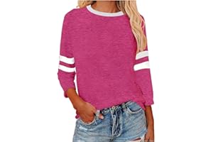 Womens Baseball T Shirts Raglan 3/4 Sleeves Tee Cotton Jersey Crewneck Tops Color Block Blouse Shirt Plus Size Blouse