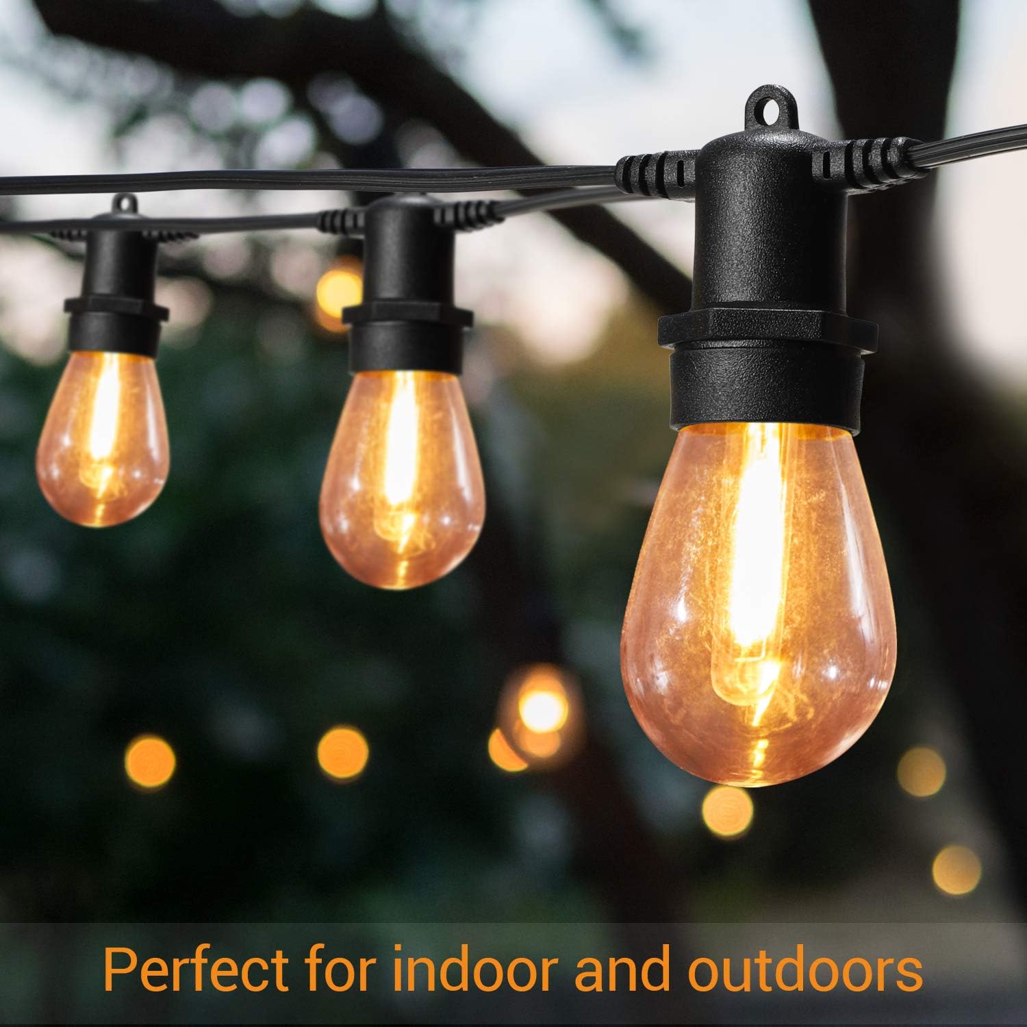 OxyLED LED Outdoor String Lights with 40 Dimmable Vintage Plastic Bulbs, 128 Ft Hanging Bulb String Lights Waterproof, Garden String Lights for Bedroom Patio Yard Wedding Party Christmas, Warm White - - 