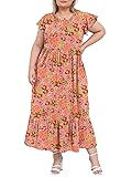 Moon Wood Women's 2025 Plus Size Casual Dress Crew