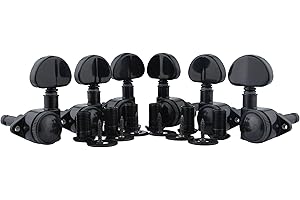 Guyker Guitar Locking Tuners (3L + 3R) - 1:21 High End Roto-Grip Rotomatic Lock String Tuning Key Pegs Machine Head with Big Handle Replacement for Electric, Folk or Acoustic Guitars - Black