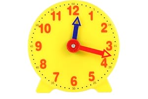4 inch Teaching Clock, Learning Tell Time Analog Clock Demonstration 12 Hour 2 Pointers for Classroom Teacher